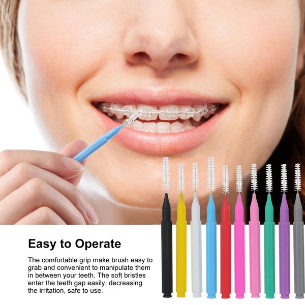100 Sztuk Szczoteczek MięDzyzęBowych Nić Dentystyczna WykałAczka Szczoteczka Do AparatóW Ortodontycznych NarzęDzie Do Czyszczenia ZęBóW Higiena Jamy Ustnej 10 Colors-image