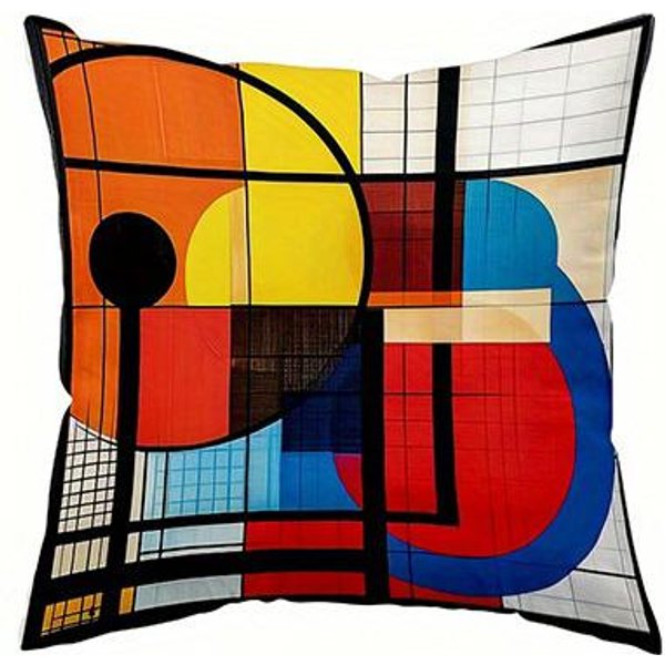 Abstrakcyjny WzóR Geometryczny Dwustronnie Drukowana Poszewka Na Poduszkę KróTki Plusz Odpowiednia Do SalonóW Sypialni Narzuta Na Sofę Poszewka Na Poduszkę 50X50Cm Red-image