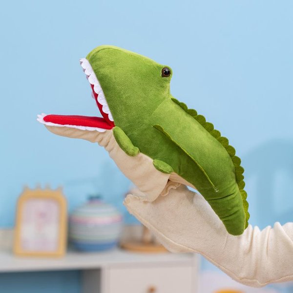 33Cm Zielony Krokodyl Pluszowa Pacynka Na RęKę Straszny KreskóWkowy Zwierzę Interaktywny Pluszak Rekwizyt Opowiadaj Historie Prezent 33Cm Hand Puppet Beige-image