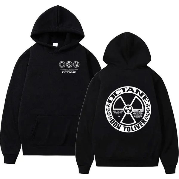 Bluza Z Kapturem Don Toliver Octane Tour 2026 Nadruk Unisex Moda DłUgi RęKaw Oversize Bluza Z Kapturem Retro Pulower Polarowa Z Kapturem Streetwear XXL Czarny-image