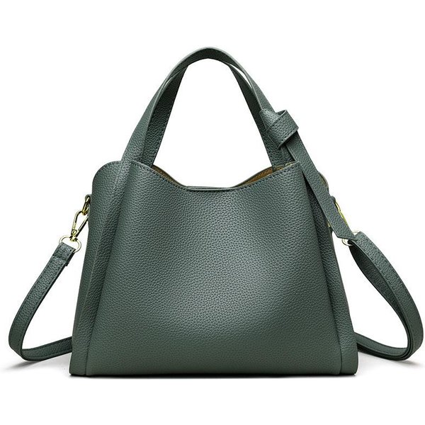 Bolso De Mano Para Mujer De Cuero Suave, Bolso De Mano, Tacto Femenino, Bolso De Hombro úNico, Bolso Bandolera, Bolso De Hombro úNico Tipo Cubo VersáTil Verde-image