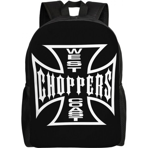 West Coast Iron Cross Choppers Plecak PodróżNy Torba Na Laptopa I KsiążKi Dla MężCzyzn, Kobiet, StudentóW 16 Inches Black-image