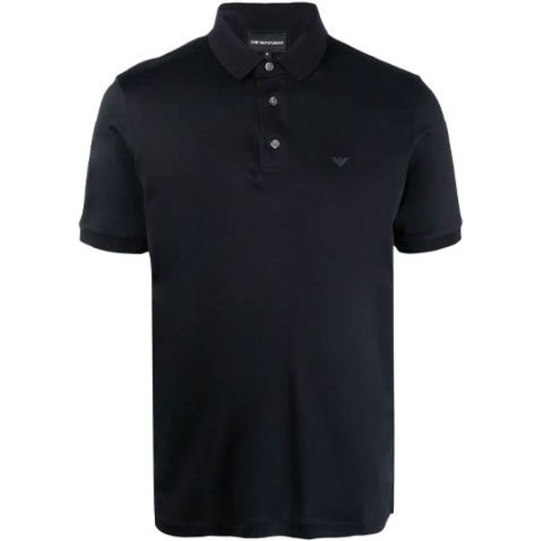 Emporio Armani SS22 Camisa Polo De Manga Corta Con Botones A Mitad Y Etiqueta De Color SóLido Para Hombre Camisas Polo Azul 8N1F96-1JUVZ-0920 M Black-image