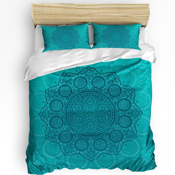 Funda De EdredóN Mandala Degradado Flor Bohemio Con Funda De Almohada Personalizado Juego De Ropa De Cama De 3 Piezas Funda De Colcha Cama Doble Textil Para El Hogar EU Single(135X200Cm)-image