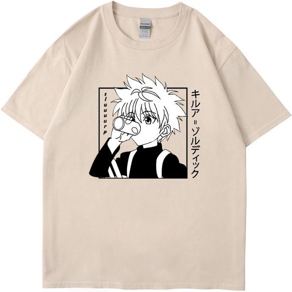 Camiseta Con Estampado GráFico Killua Zoldyck Unisex Verano Casual Cuello Redondo Manga Corta Moda Urbana Anime Camiseta S-image