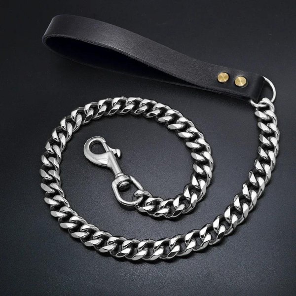 Potente Cadena De Perro De Acero Inoxidable De Seis Caras De 19 Mm Cadena De TraccióN Dorada Cadena De Perro Cuerda De Perro Cuerda De TraccióN Para Perros Medianos Y Grandes (Silver,3Ft-90Cm) Plata-image