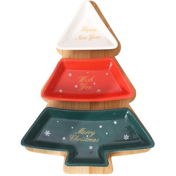 Plato De CeráMica Con Forma De áRbol De Navidad Creativo Giratorio Para Caramelos, Nueces, Frutos Secos, Platos Para Aperitivos, Cuenco, Bandeja Para Desayuno, Fiesta De Bodas-image