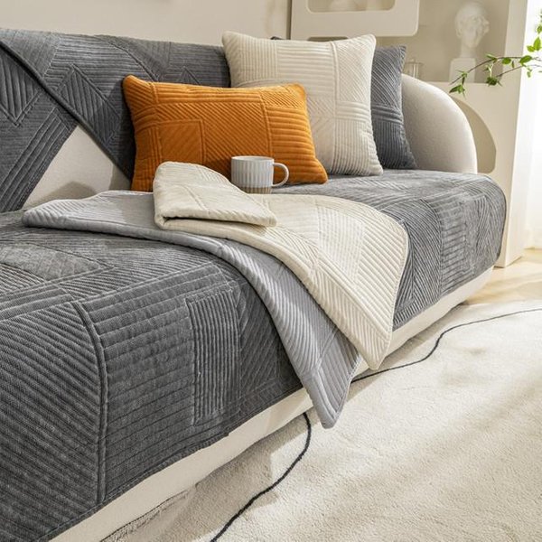 Funda De Sofá A Cuadros De Color SóLido Tejido Cuatro Estaciones Antideslizante CojíN De Sofá Para Sala De Estar Toalla Cubre Respaldo Y Reposabrazos De Sofá Universal 30X50 Pillowcase1Pc-image