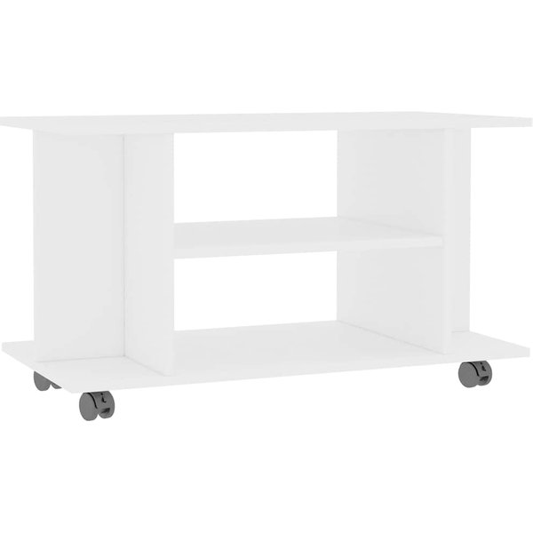 Mueble De TV Con Ruedas Blanco 80 X 40 X 45 Cm Madera De IngenieríA-image