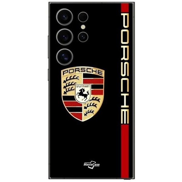 Etui Na Telefon - Maniacase - Samsung Galaxy S24 Ultra - Logo Porsche - MięKkie - Czarny, Czerwony, ZłOty-image
