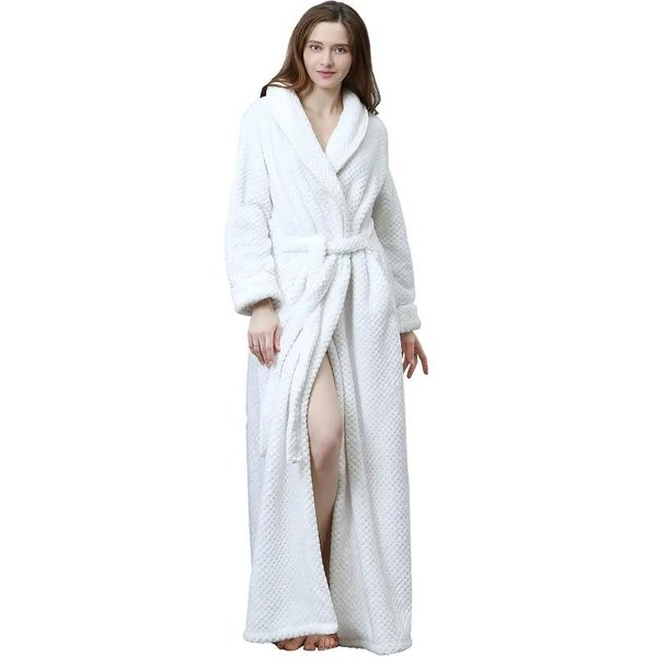 Bata De BañO Larga Y Holgada Con Capucha Para Mujer, Bata De BañO Gruesa De Invierno, De Franela De Felpa, CáLida Y CóModa, Para Dormir XL Rojo-image