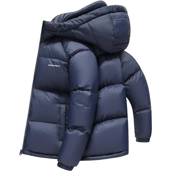 Kurtka Puchowa Z Kapturem Pogrubiona CiepłA Kurtka Puchowa Prosta Moda Ubrania Typu Chleb Odzież MęSka 4XL Gray-image