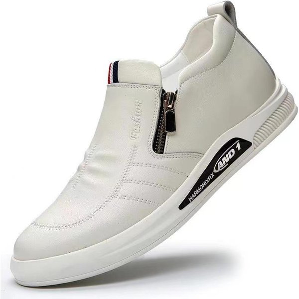 Nowe Casualowe SkóRzane Buty MęSkie Modne Mokasyny Jesienne Wsuwane PłAskie Markowe Buty Biznesowe MęSkie Sneakersy Wygodne Mokasyny Zapatos 39 White-image