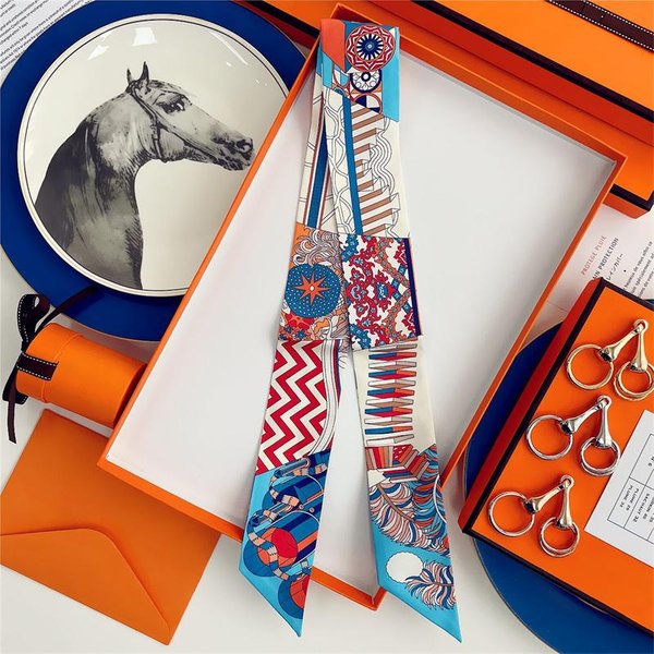 Jedwabna Wysokiej JakośCi Luksusowa Chusta Opaska Na GłOwę Opaska Do WłOsóW Foulard WstążKa Krawatka Zawiastka Cienkie Szaliki Akcesoria 5X85Cm Gray-image