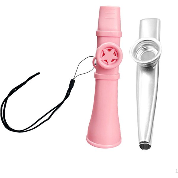 Flet Kazoo PrzenośNy Instrument Muzyczny Ze Sznurkiem Na Szyję Dla MiłOśNikóW Muzyki Nagrody Pokazowe Prezenty Pink And Argent-image