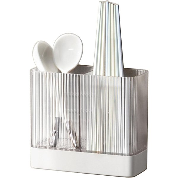 Soporte Para Utensilios De Cocina ABS Montado En La Pared Multifuncional Escurridor Jaula Para Palillos Almacenamiento Cucharas Tenedores White White-image