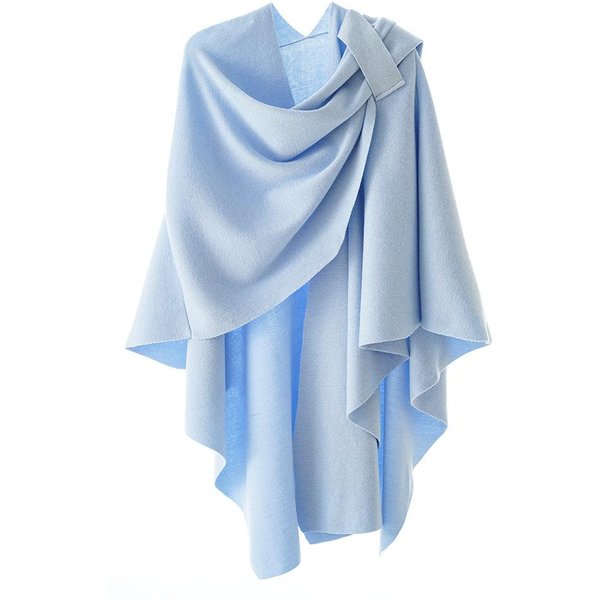 Damski Poncho Zimowy CiepłY Jednolity Kolor Szal Pashmina Dwustronny Projektant Koc Luksusowy Szalik PłAszcz Damski Kaszmirowy Ponczo-image