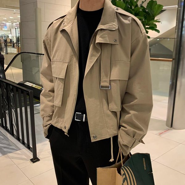 Abrigo De Hombre Nuevo Primavera Estilo Coreano Holgado Y Moderno Falso Dos Piezas Solapa Retro Chaqueta De Trabajo XL-image