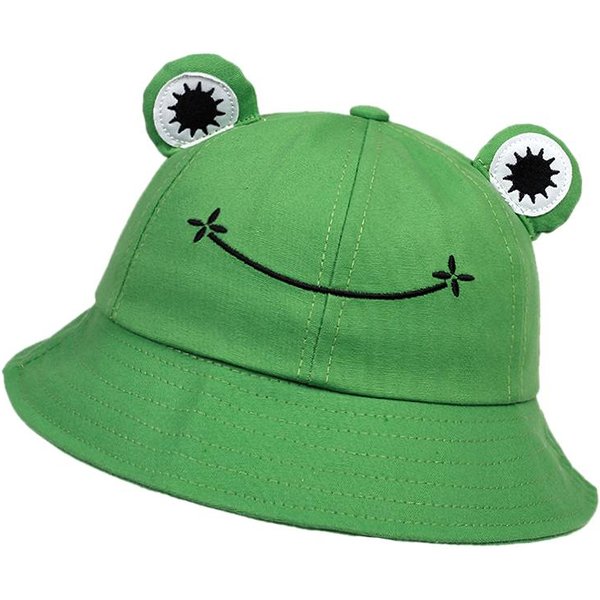 Urocze Kapelusze Bucket ŻAba Kobiety Kapelusz Bucket Kobiety Lato Outdoor SłOńCe WęDkarstwo Czapka BawełNa Dziki Panama Kapelusze Green-image
