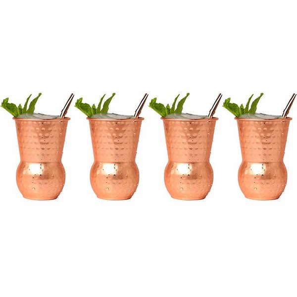 4 Szt. Miedziany MłOtkowany Kubek Moscow Mule Kubek Do Kawy Kubek Do Piwa Zestaw 4 Szt. 360-550Ml Beige-image