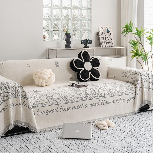 Toalla Para Sofá De Chenilla Francesa DecoracióN Del Hogar Sala De Estar Funda Para Sofá Universal Para Todas Las Estaciones Manta Para Sofá Funda Para SillóN Borde Con Borlas 180X130Cm1Pcs-image