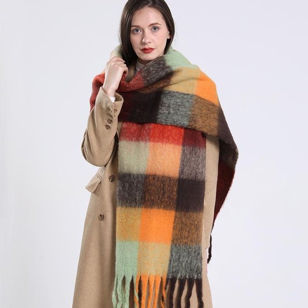 Luksusowy Zimowy Gruby CiepłY Szalik Damski Kaszmirowy Szal I Chusty Pashmina Zawiastka Bufanda Damska DłUgi FręDzle Echarpe 220X40Cm Beige-image