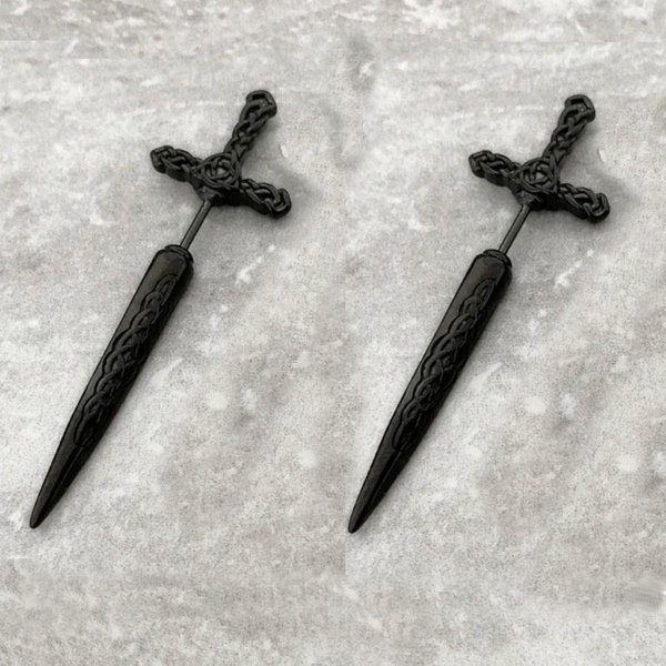 Gotyckie Kolczyki Piercingowe Kinitial Punk Sword Dla Kobiet I MężCzyzn Goth WzóR Ear Jacket Kolczyk Sztyft Sztylet BiżUteria Gray-image