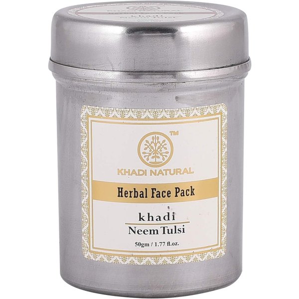 Naturalna Maska Do Twarzy Z Neem I Tulasi: Przeciw TrąDzikowi (50G), Neem Tulsi Face Pack Khadi Natural 7.375-image