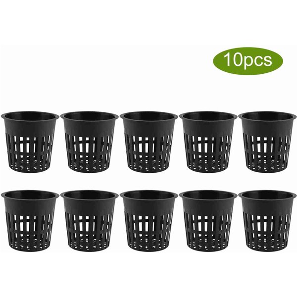 10 Sztuk/Zestaw TrwałY Bezpieczny Plastikowy Hydroponiczny Koszyk Kubek Do Ogrodu Balkonowego Sadzenia(Czarny) Black Black-image