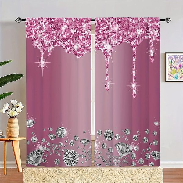 2 Piezas Cortina De Ventana Estampada Con DiseñO De Rayas Degradadas Rojo Negro Para Dormitorio, Oficina, Cocina, Sala De Estar, Estudio Bolsillo Para Barra Ventana W50 X H130(Cm)X2&Hook-image