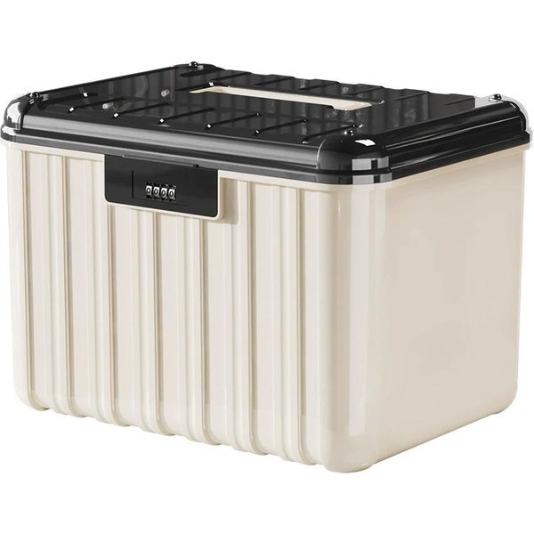 Caja De Almacenamiento Con Cerradura De Seguridad, Organizador De Documentos Y Joyas De Doble Capa Beige-image