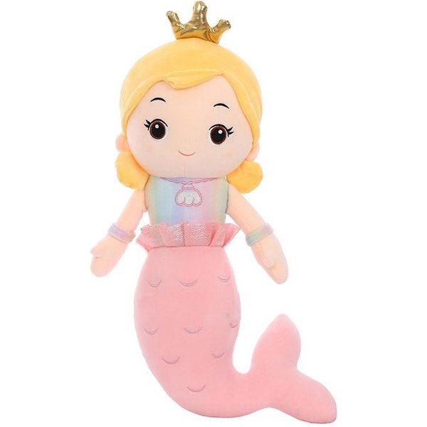 30/40/55 Cm Lalka Pluszowa Syrenka Z Koroną KreskóWkowa KsiężNiczka Pluszak Figurka Zabawka Pluszowe ZwierząTko Poduszka Do Spania Prezent Dla Dzieci Dziewczynki Urodziny 30Cm-image