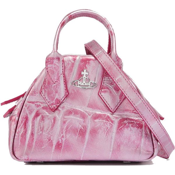 Vivienne Westwood Yasmine SkóRzana Torba Bowlingowa Z WytłOczeniem Krokodyla Damskie Torebki RóżOwy 45030009UL0004HPFG401 Basic Set (Bag+Dust Bag)-image