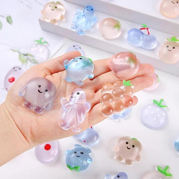 10 SZT Mini Przezroczyste Owoce Hi Squishy Zabawka Do Redukcji Stresu Dla Dzieci Upominki Na Imprezę Urodzinową Prezenty Nagrody Beige-image