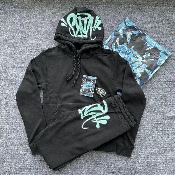 Synaworld-Bluza Spodnie Dresowe Zestaw DwuczęśCiowy Y2K Z Nadrukiem Liter LuźNa Bluza Z Kapturem Spodnie Dresowe Zestaw XL Gray-image