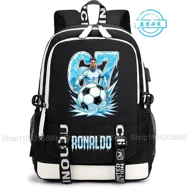 Plecak Cr7 Ronaldo 67 Nadruk Codzienny Mochila Dla Ucznia Nastolatka Torba Szkolna Codzienne PodróżE Rucksack Prezent Dla ChłOpca-image