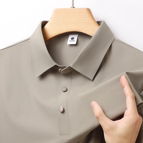 MęSka Letnia Bezszwowa Koszulka Polo Z Jedwabiu Lodowego – SzybkoschnąCa, OddychająCa, Codzienna Koszulka Sportowa 2XL-image