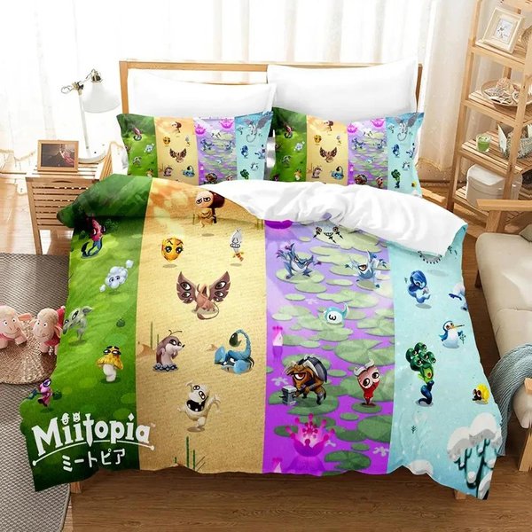 ImpresióN 3D Juego Miitopia ColeccióN De Ropa De Cama Funda NóRdica ColeccióN De Cama Funda De Colcha Funda De Almohada EdredóN TamañO King Queen Ropa De Cama Para NiñOs Adultos EU Twin 135X200Cm-image