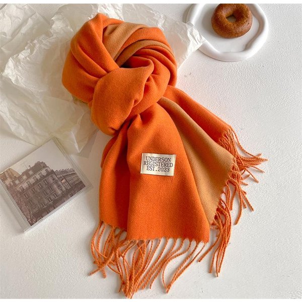 Zimowy Kaszmirowy Damski Szalik Damskie Luksusowe Szale Damska FręDzle Bandana Damska Jednolity Szal Chusty Foulard Szalik Pashmina Red-image
