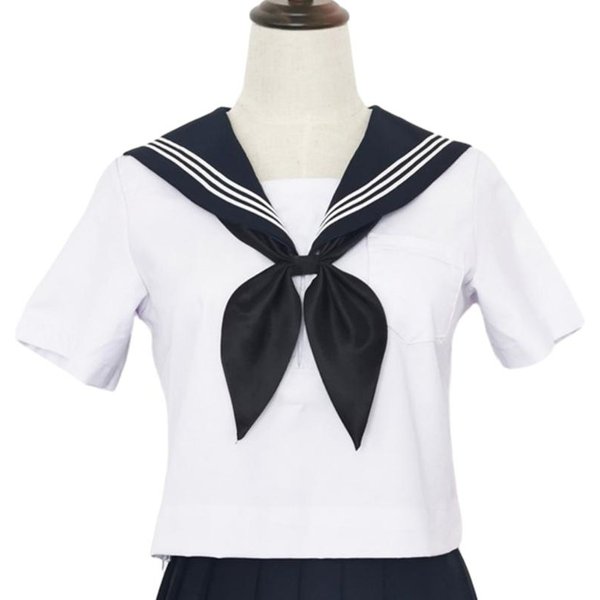 Mundur Jk Krawat Marynarski Jednolity Kolor Odpinany KołNierzyk Japonia Jk Seifuku Cosplay WstęPnie ZawiąZany Krawat Marynarski Uczennica JK Garnitur Szyja Czarny-image