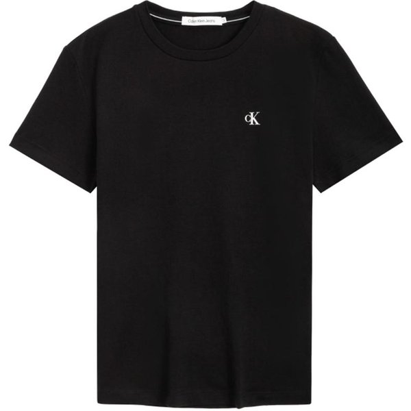 Calvin Klein Minimalista Estampado Casual Color SóLido Cuello Redondo CóModo Manga Corta Camiseta Tops Para Mujer Negro Espacial J221165BEH S Black-image