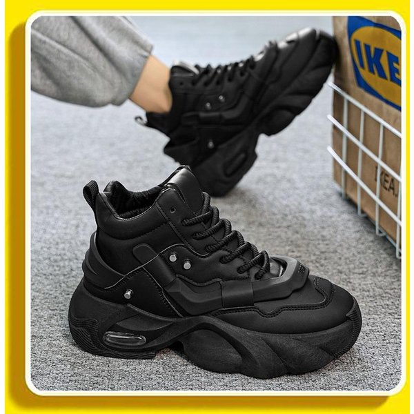 Buty Dla MężCzyzn Wysokiej JakośCi Trampki Na Platformie Modne Wysokie SkóRzane Sportowe Buty MęSkie Gruba Podeszwa Codzienne Buty 46-image
