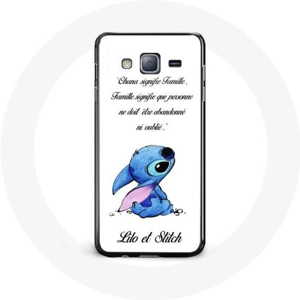 Coque Pour Samsung Galaxy J7 Lilo Et Stitch Ohana Citation Blanc-image
