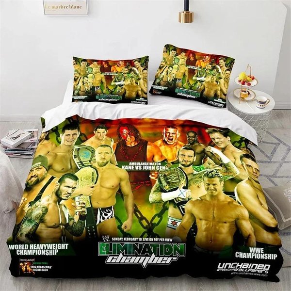 ImpresióN 3D Juego De Lucha Wwe Eaw ColeccióN De Ropa De Cama Funda NóRdica Colcha ColeccióN De Cama Funda De Colcha Funda De Almohada TamañO King Queen Twin NiñOs NiñAs 70X133Cm 2Pcs-image