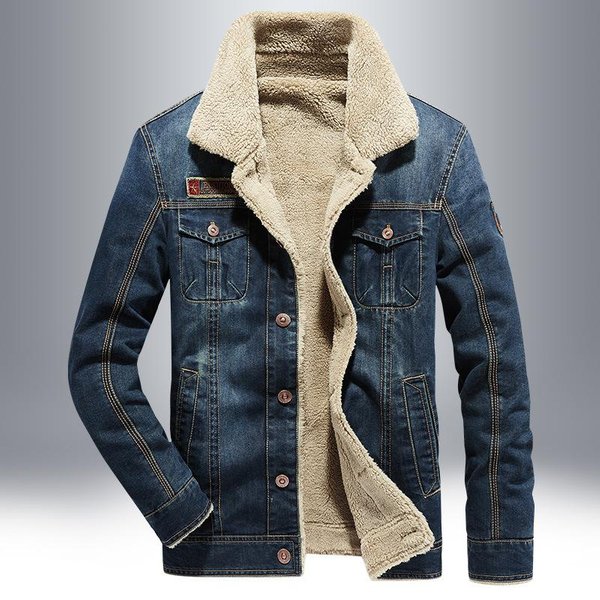 Chaqueta Vaquera Para Hombre OtoñO E Invierno Nuevo Estilo Juventud Talla Grande Top Casual Invierno Terciopelo Engrosado Chaqueta Para Hombre Xxxl Gray-image