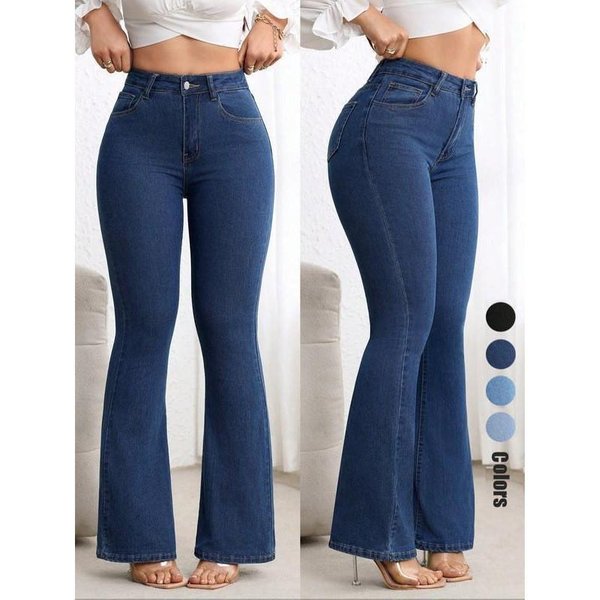 Jeans Acampanados EláSticos De Cintura Alta Para Mujer Con Efecto Levanta GlúTeos Ajustados De Pierna De Campana Pantalones De Mezclilla 2026 XL Blue-image