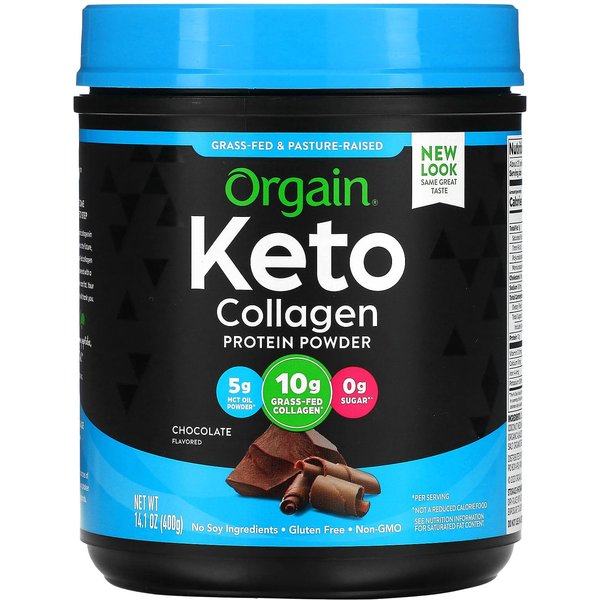 Orgain, Keto, ProteíNa De ColáGeno CetogéNica En Polvo, Con Aceite Mct, Sabor Chocolate, 0,88 Lb (400 Gramos)-image