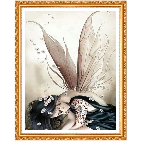 Pintura De Diamantes Punto De Cruz NiñA Bordado Retrato Pintura Taladro Diamante Imagen DecoracióN Hogar 20X30CM-image