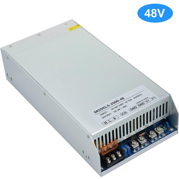 Fuente De AlimentacióN Conmutada DC 48 V 40 A 2000 W Adaptador De Corriente Transformador De Voltaje CA 185 V-240 V A CC 48 V Plata-image