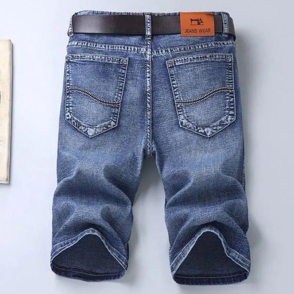 Pantalones Cortos De Mezclilla EláSticos Para Hombre Pantalones Cortos Finos Sueltos Cilindro Recto Pantalones De Vestir Casuales Verano Pantalones Cortos De Mezclilla De Una Pieza 30-image